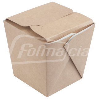 WOK560 Asian food take out box 560 ml, 75х75х100 mm, kraft/white