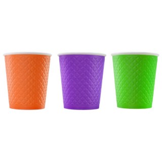 EM80-280-0479 Embossed double-wall paper cup "Waffle Color Mix" 8 oz