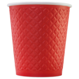 EM80-280-0477 Embossed double-wall paper cup "Waffle Red" 8 oz(250 ml)