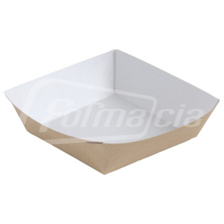 TRAY550 Fastfood paper tray 550 ml, 110х110х40 mm, kraft/white