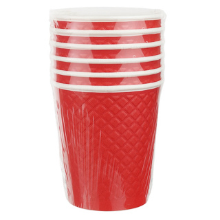 EM80-280-6-0477 Embossed double-wall paper cup "Waffle Red" 8 oz(250&nbsp;ml)