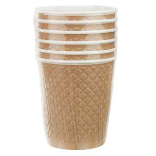 EM80-280-6-0367 Embossed double-wall paper cup "Waffle Kraft" 8oz(250ml)
